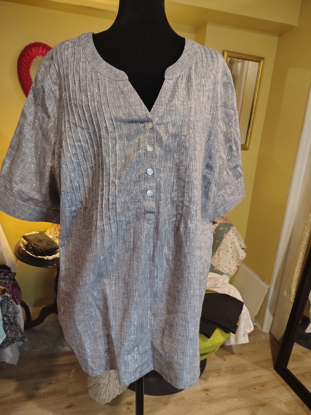 Avenue Silver-Gray Short Sleeve Buttoned Casual Shirt